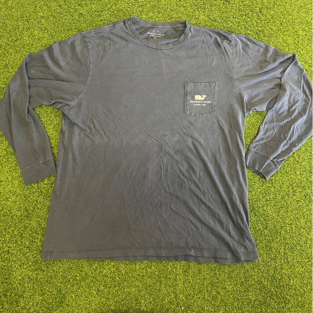 Vineyard Vines Mens XL Long Sleeve Pocket T-Shirt Ocean City Maryland Navy Blue